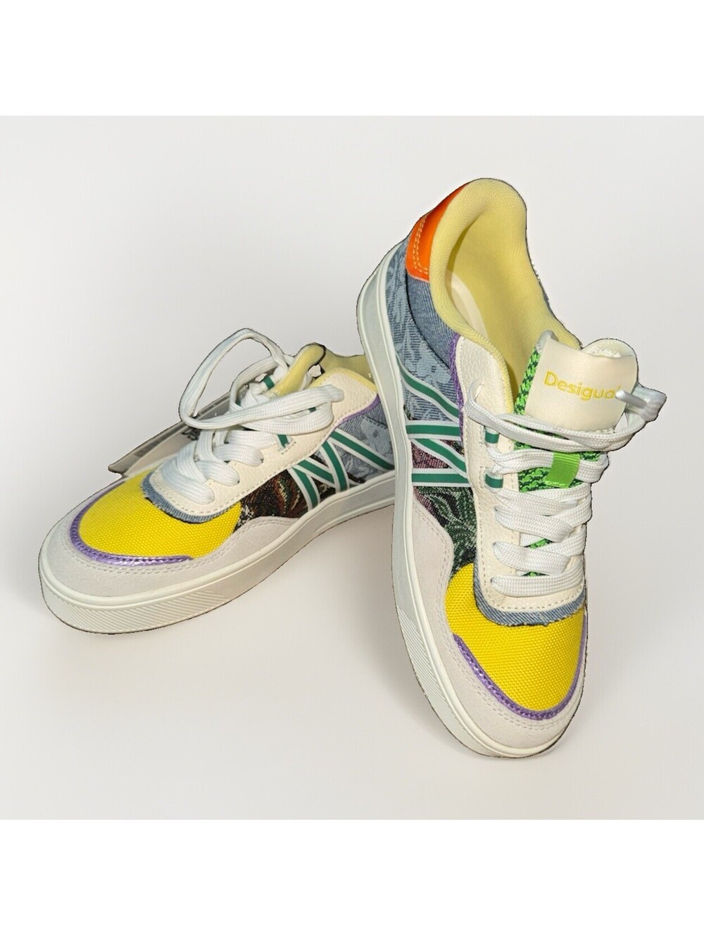 NEW Desigual Women's Patchwork platform sneakers SIZE 37 / 6.5 US NWT